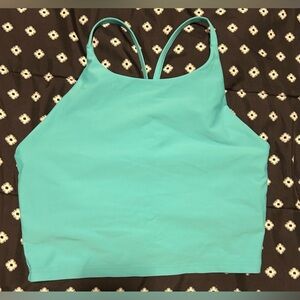 Teal Strappy Sports bra style Crop Top- size l